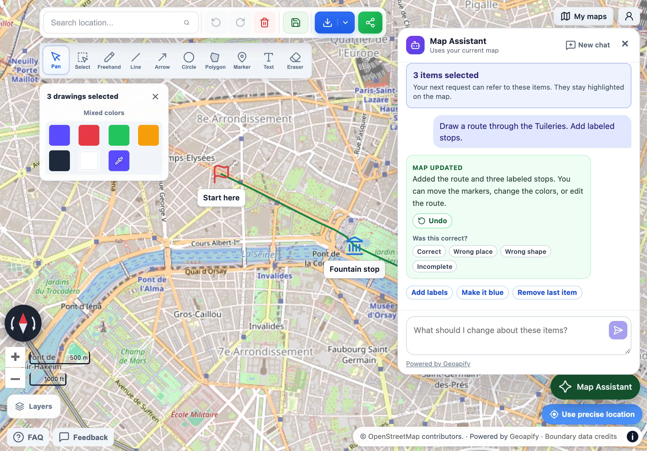 Turn an idea into an editable map