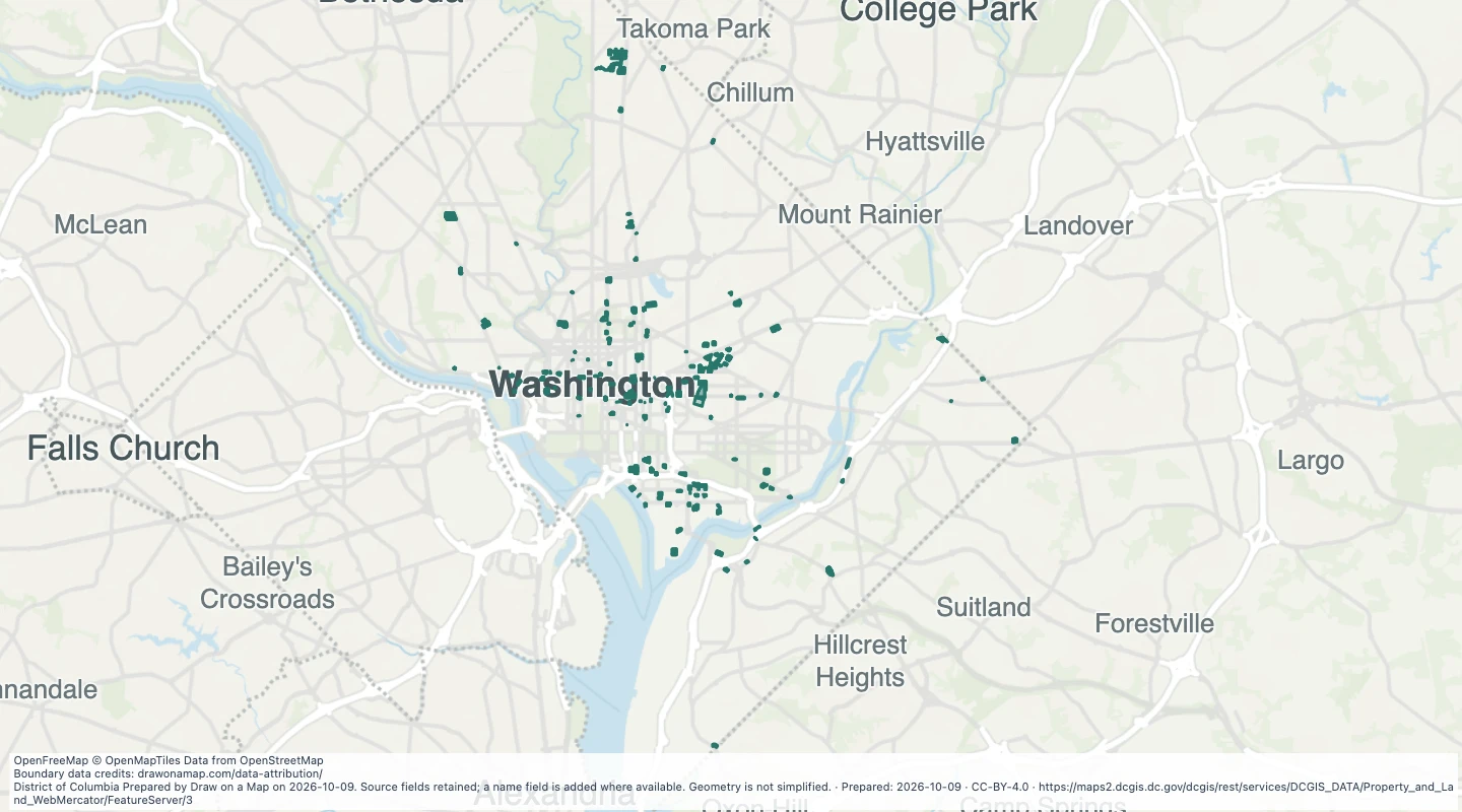 Map preview: Air rights lots in Washington, DC