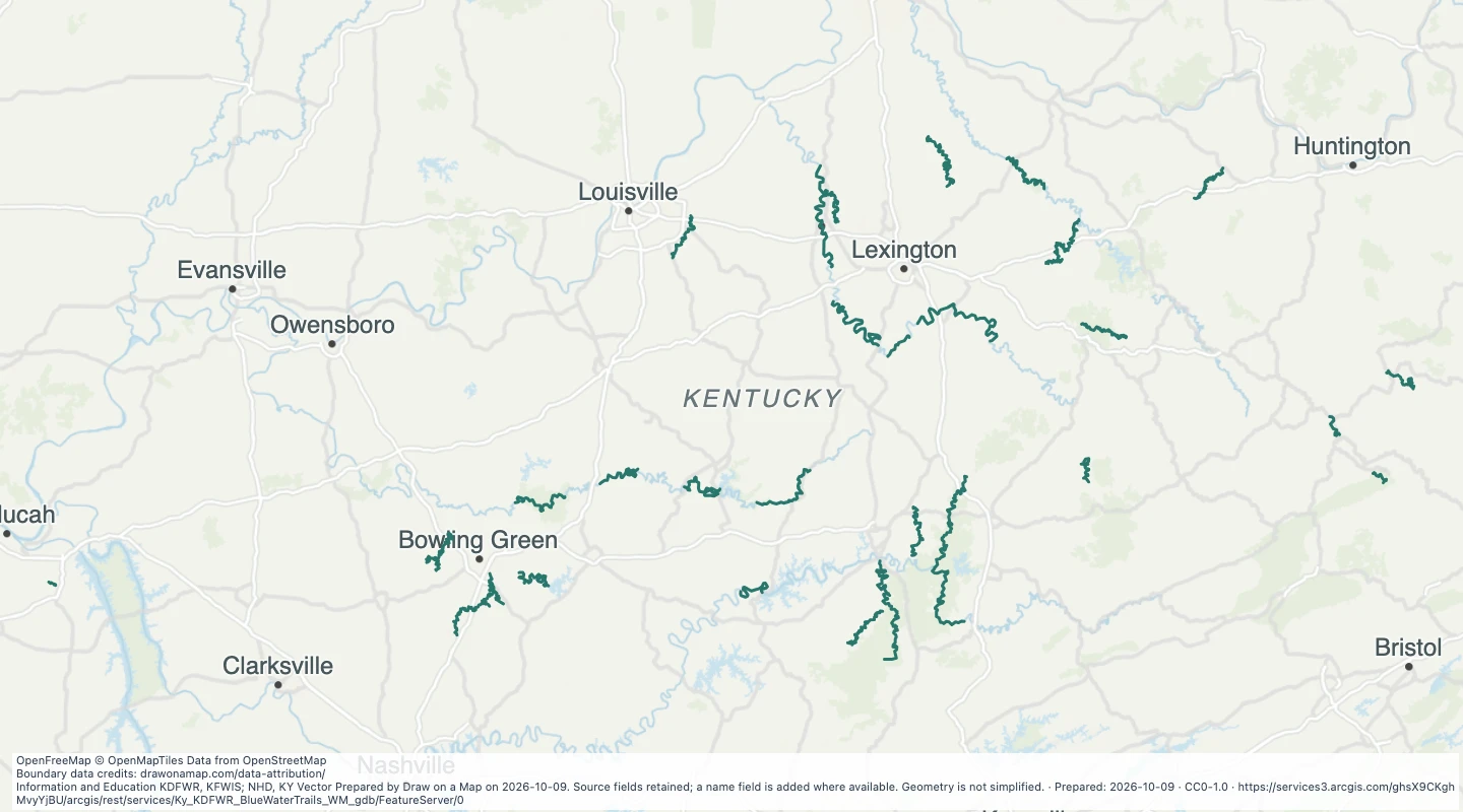 Map preview: Blue Water Trails — Kentucky