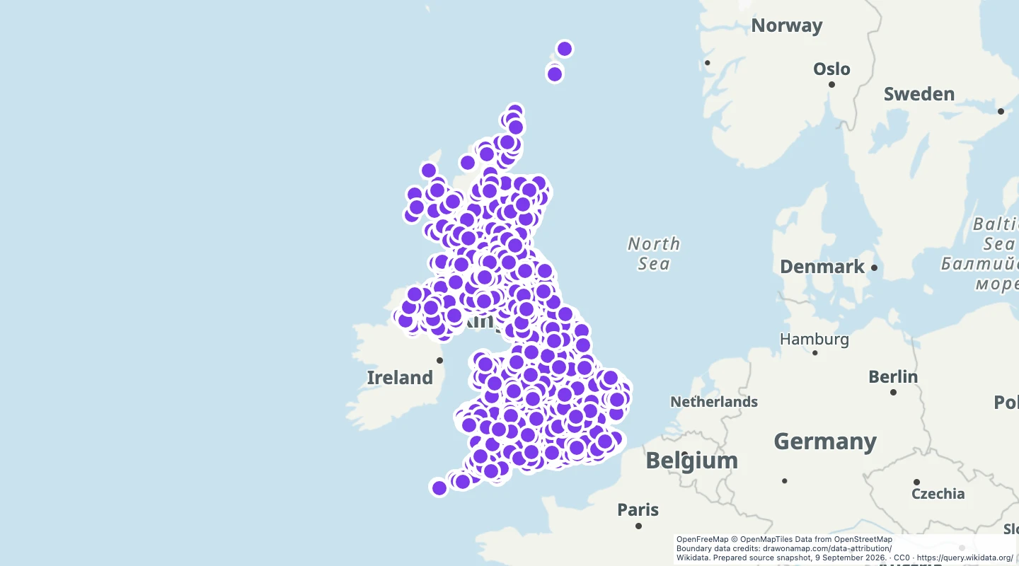 Map preview: Castles in the United Kingdom map