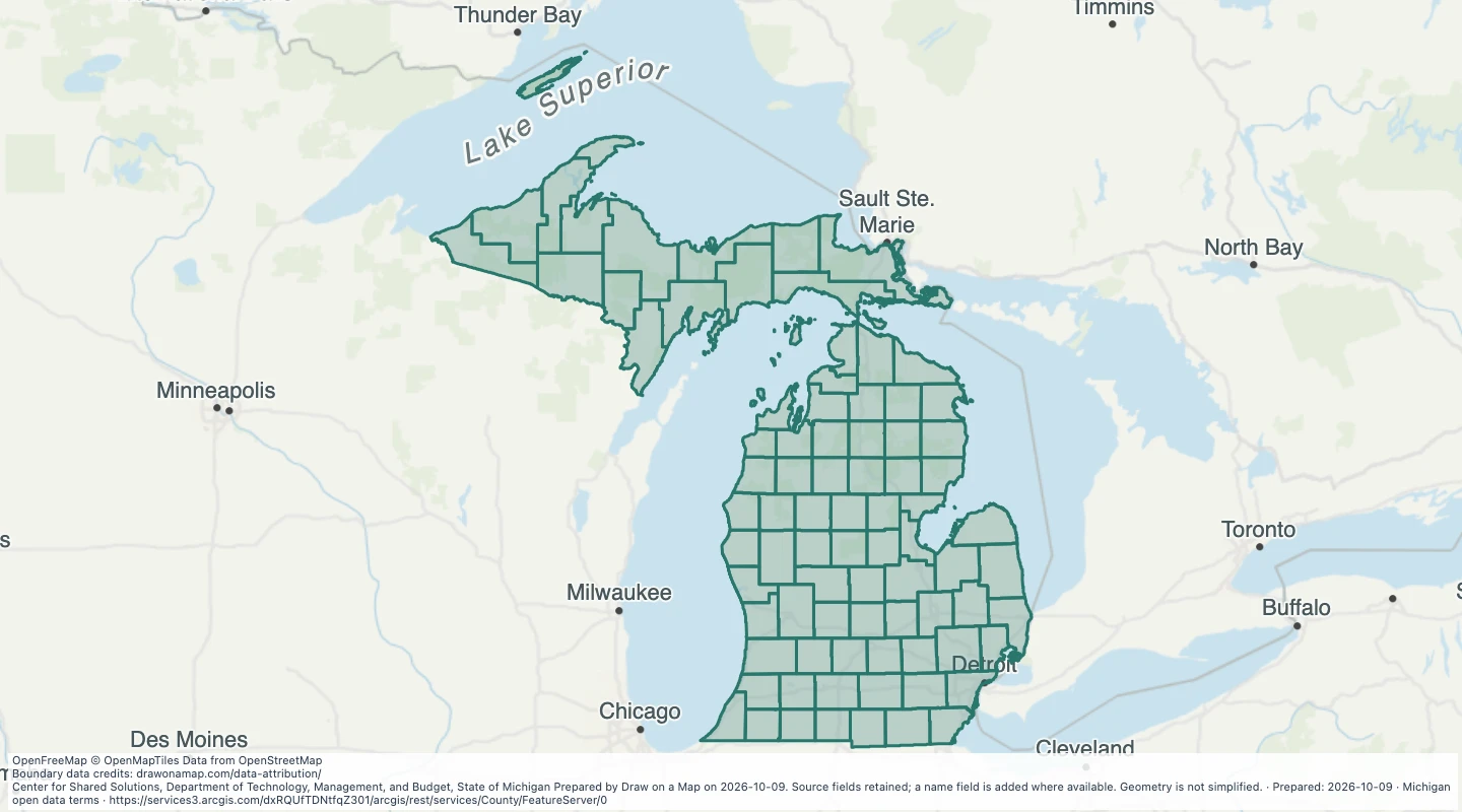 Map preview: County — Michigan