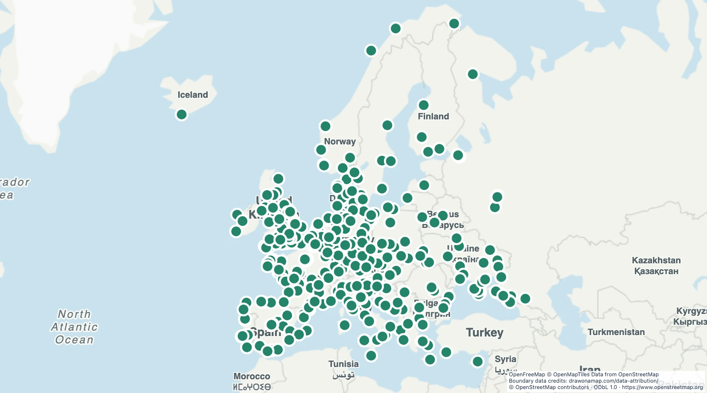 Map preview: European aquariums