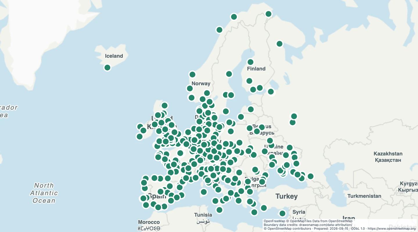 Map preview: European aquariums