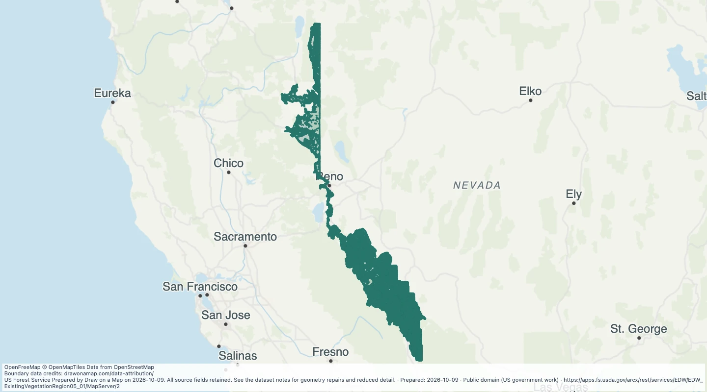Map preview: Existing Vegetation: Region 5 - Great Basin
