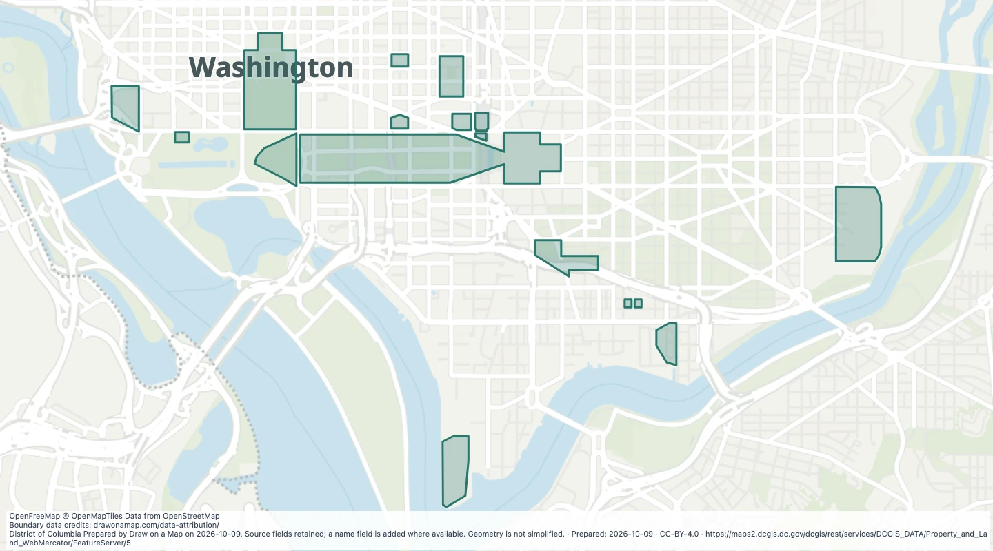 Map preview: Federal appropriation areas in Washington, DC