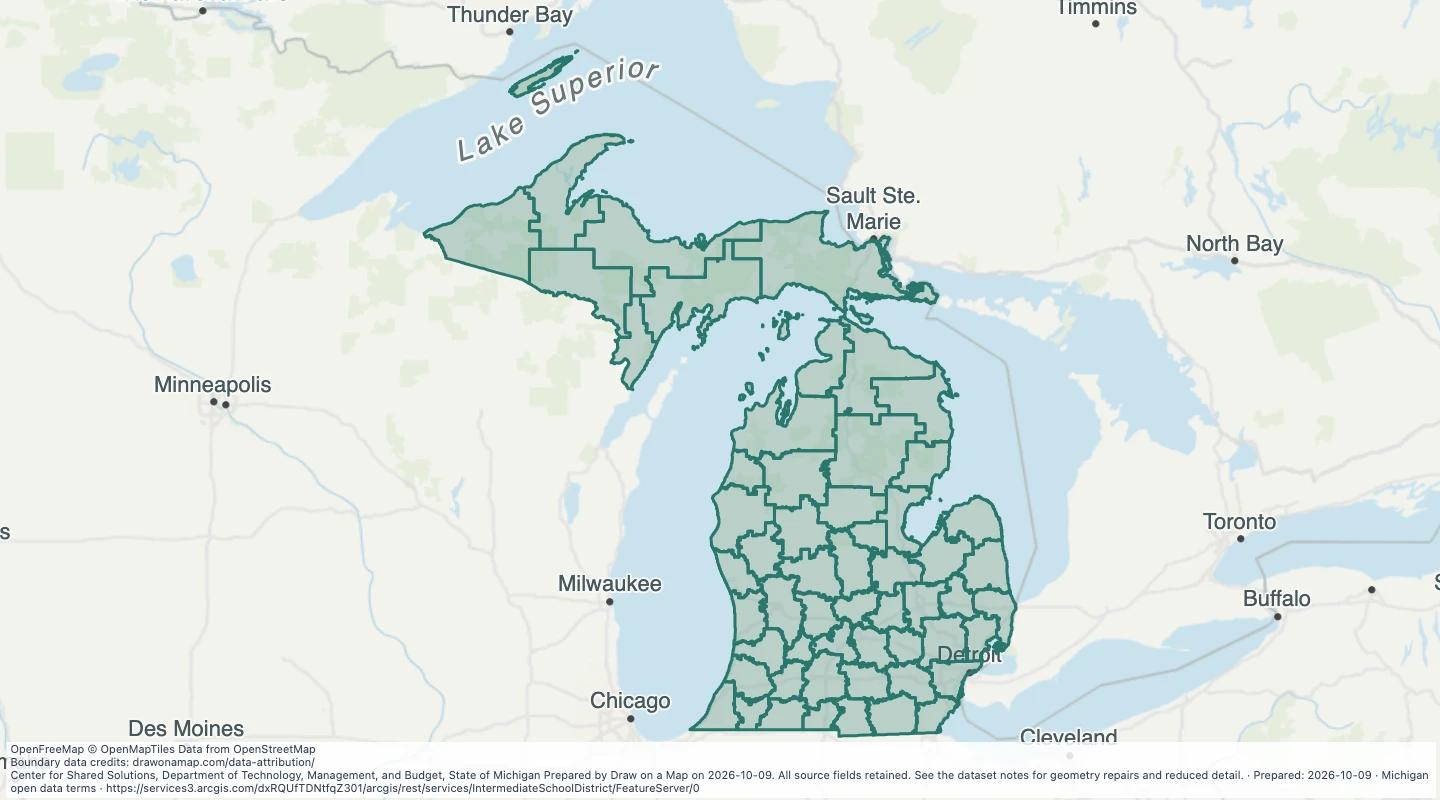 Map preview: Intermediate School District — Michigan
