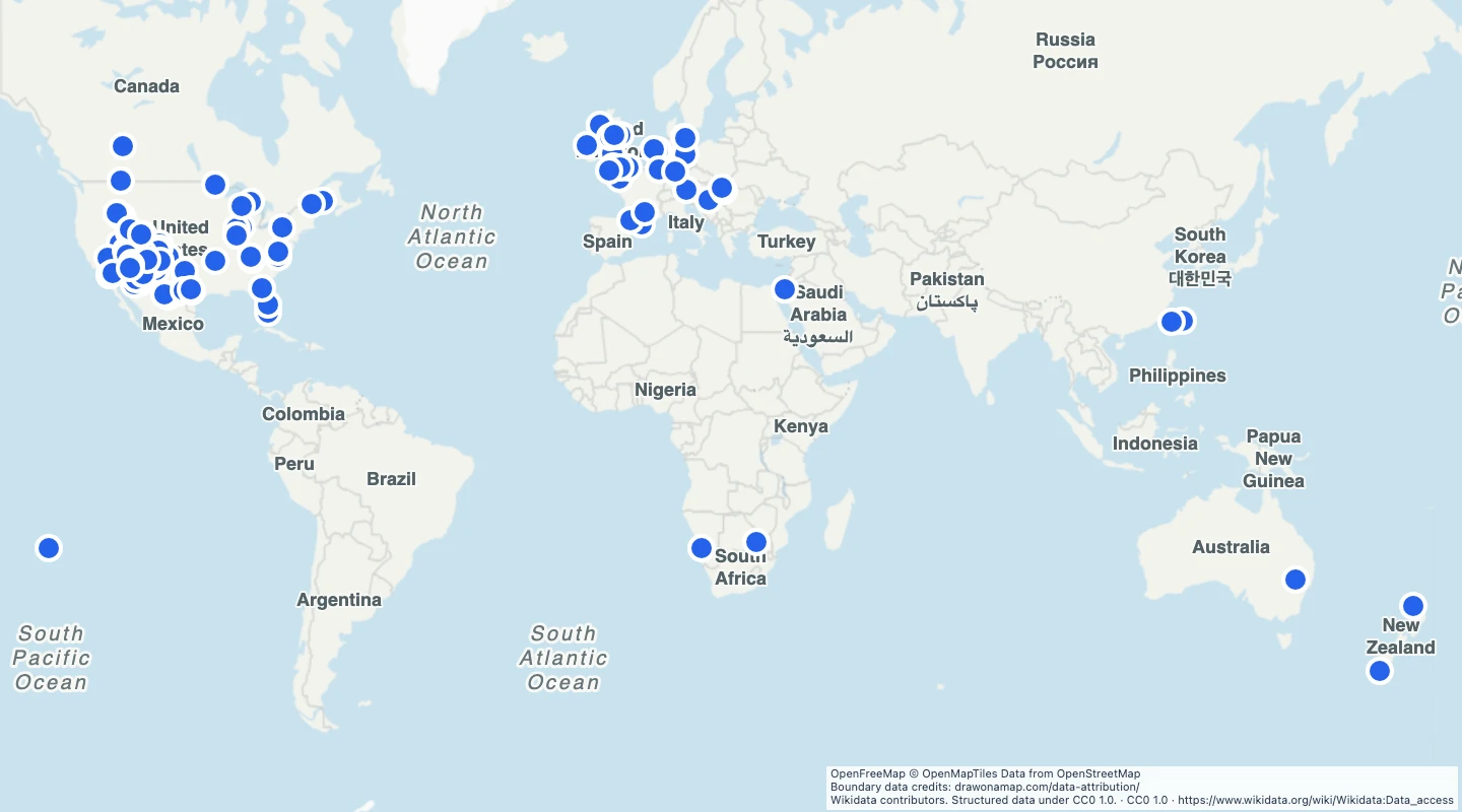 Map preview: International Dark Sky Places