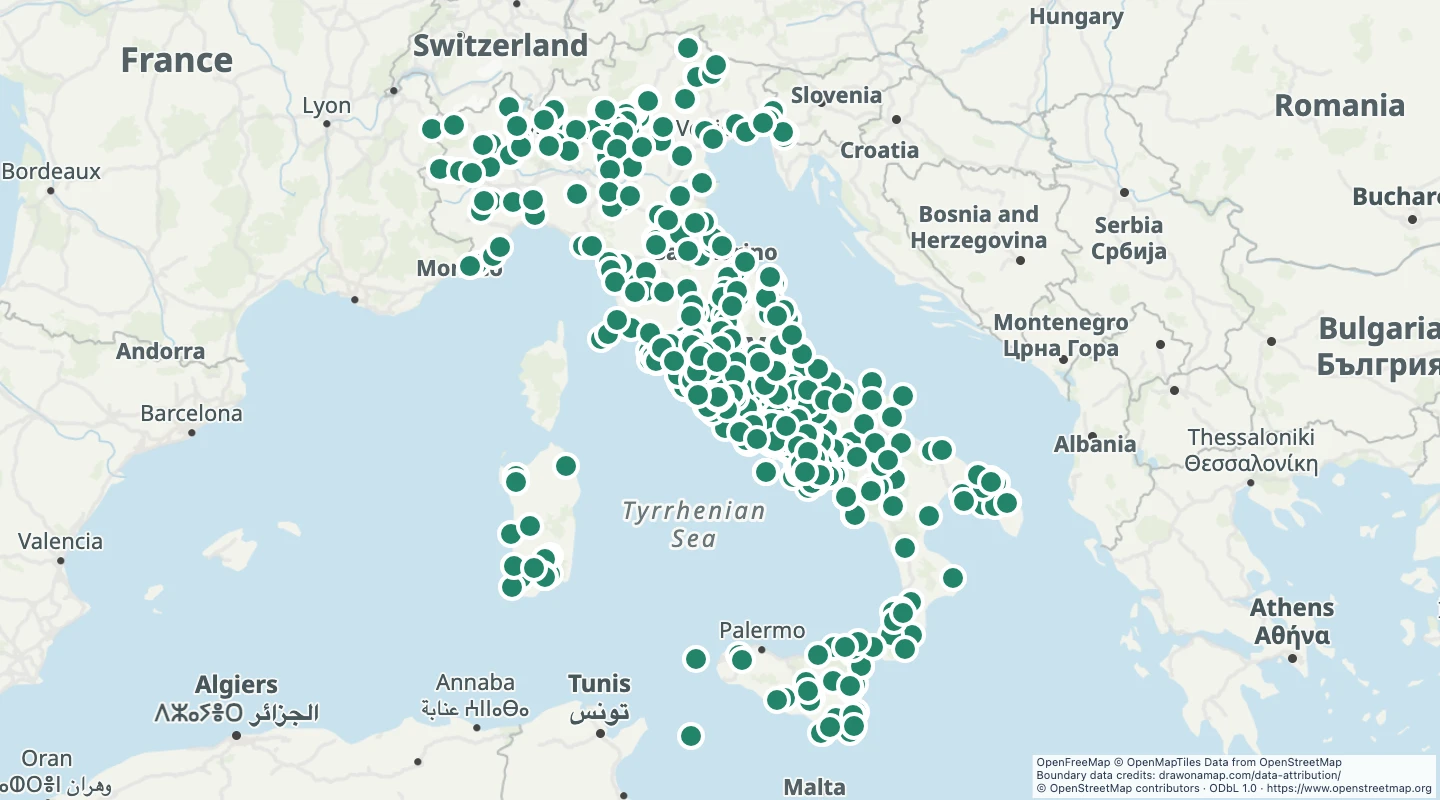 Map preview: Italy Roman archaeological sites