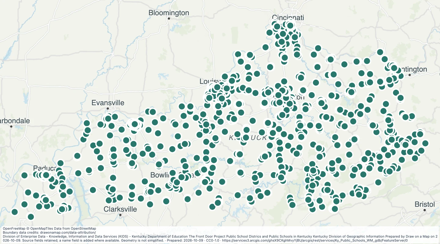 Map preview: Kentucky Public Schools
