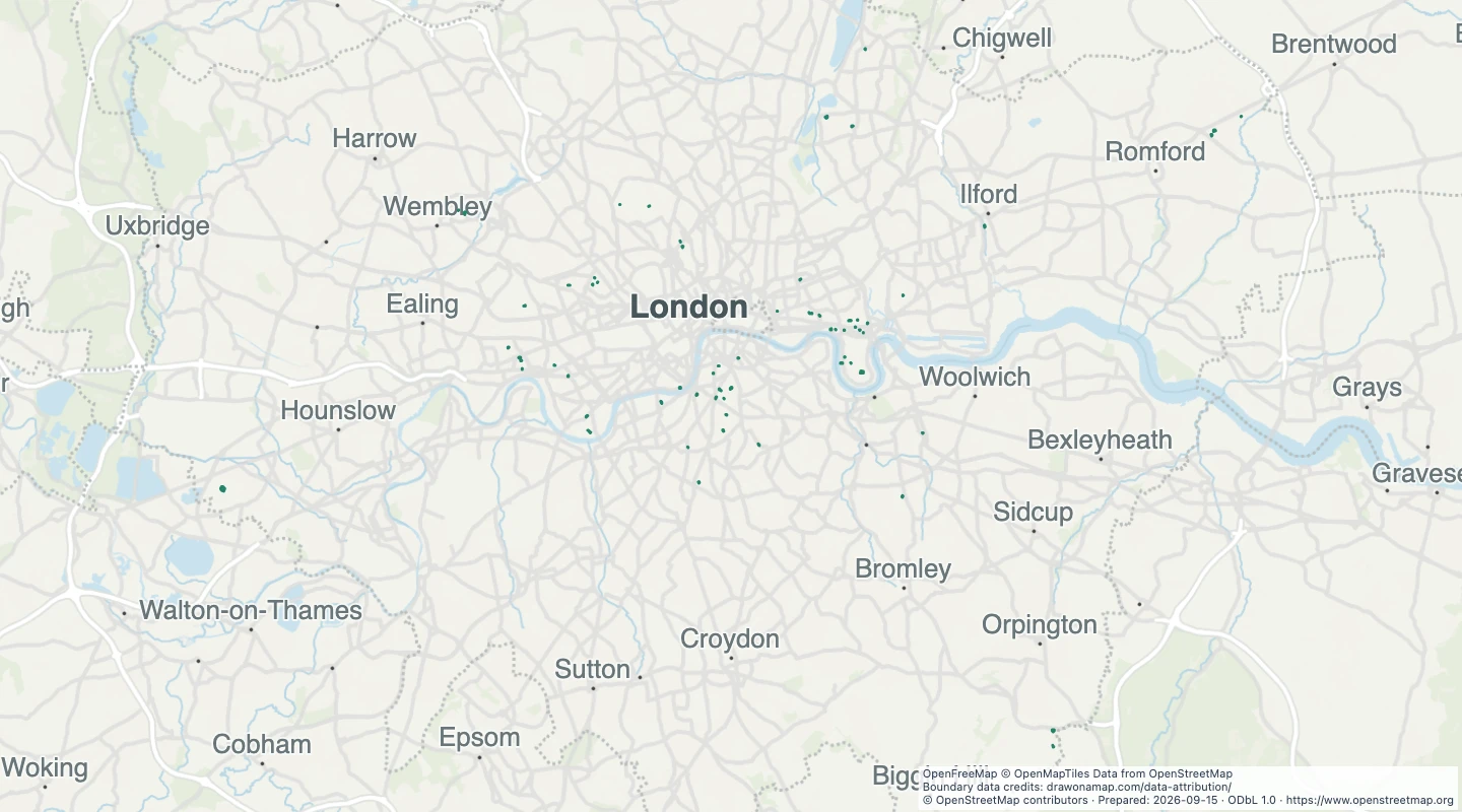 Map preview: London dog parks