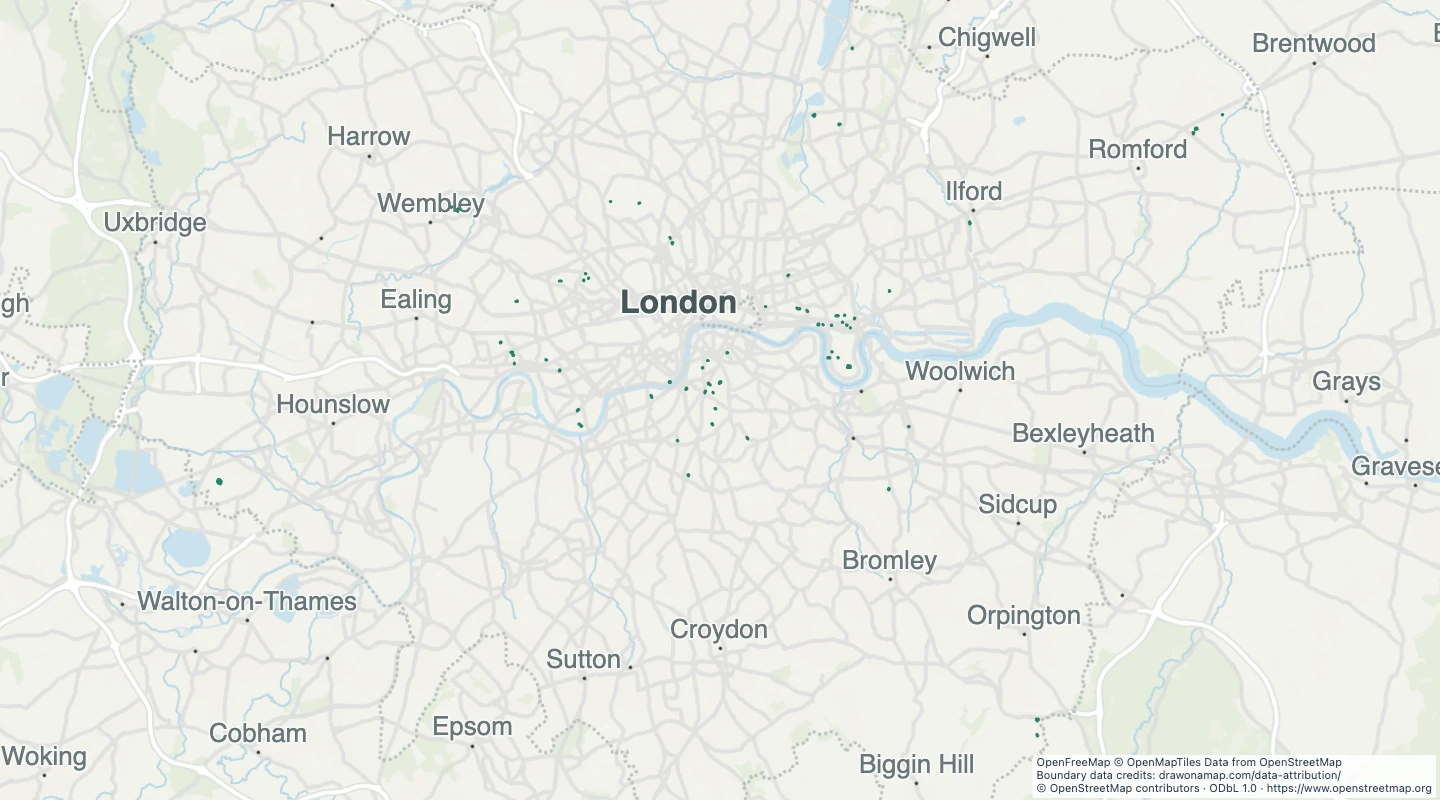 Map preview: London dog parks