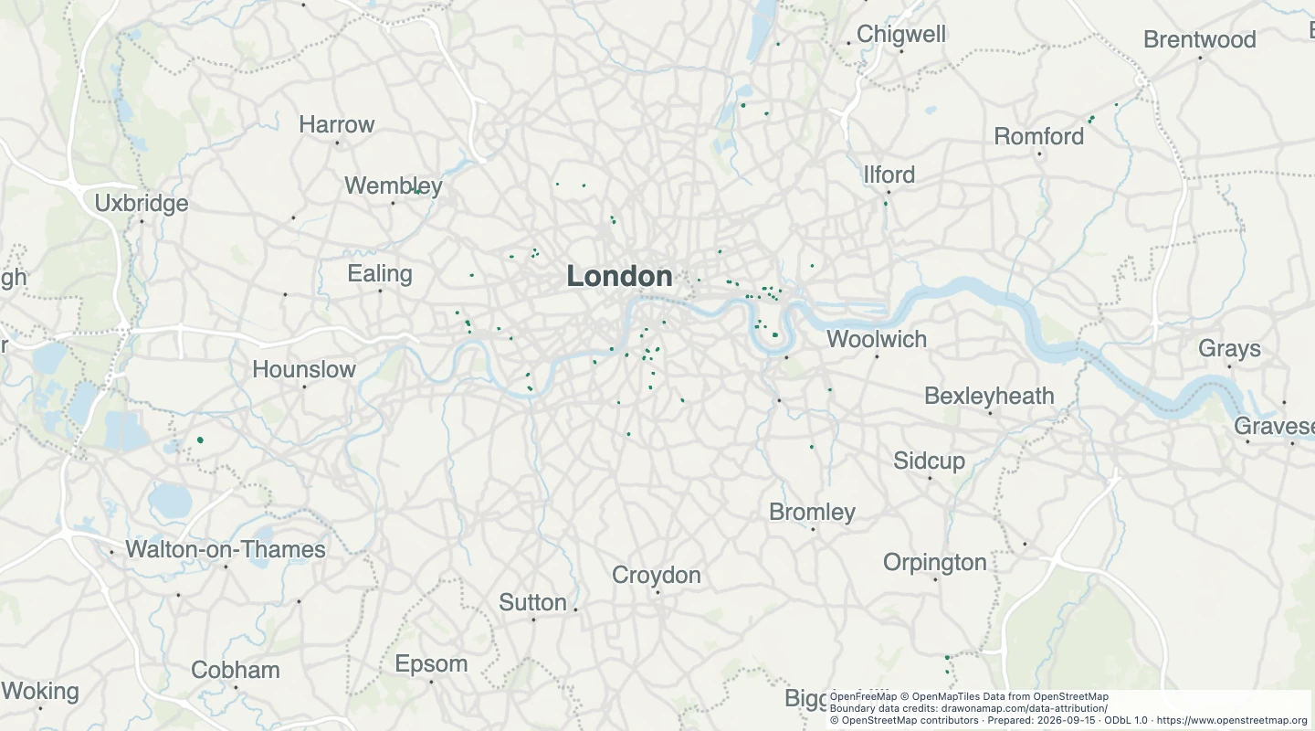 Map preview: London dog parks