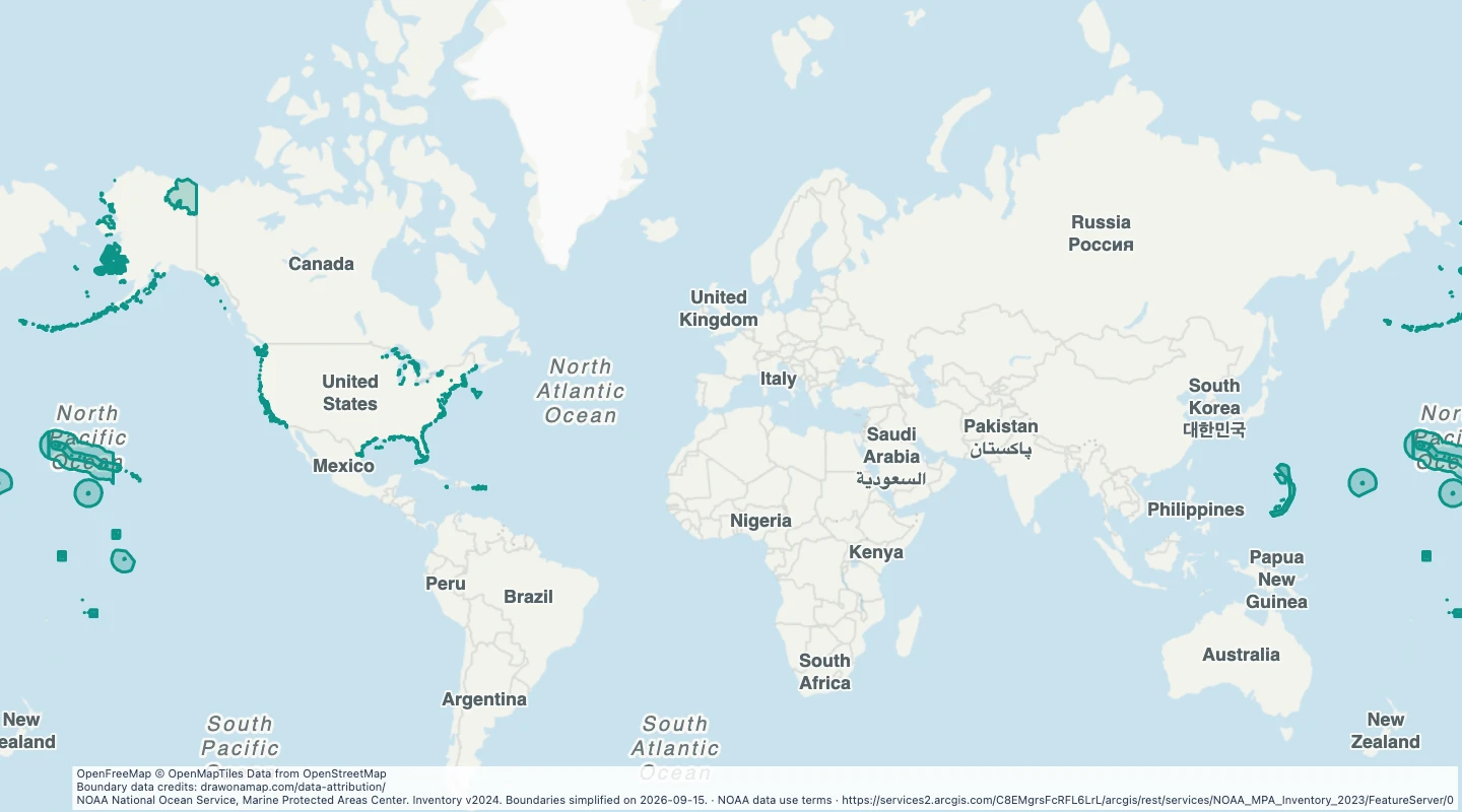 Map preview: Marine protected areas in the United States
