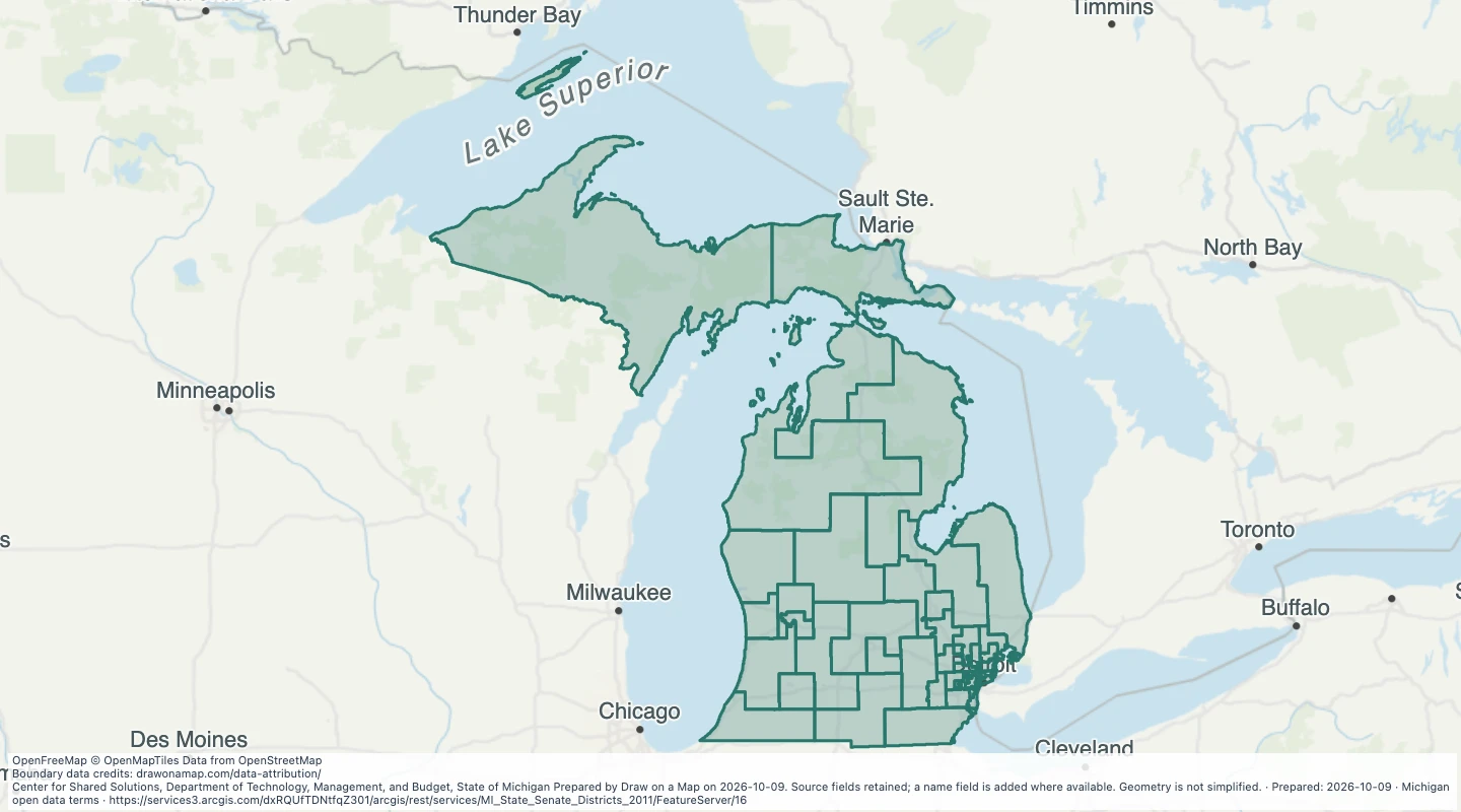 Map preview: Michigan State Senate Districts (v17a)