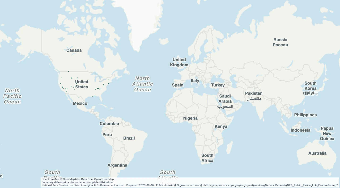 Map preview: National Park Service public parking areas