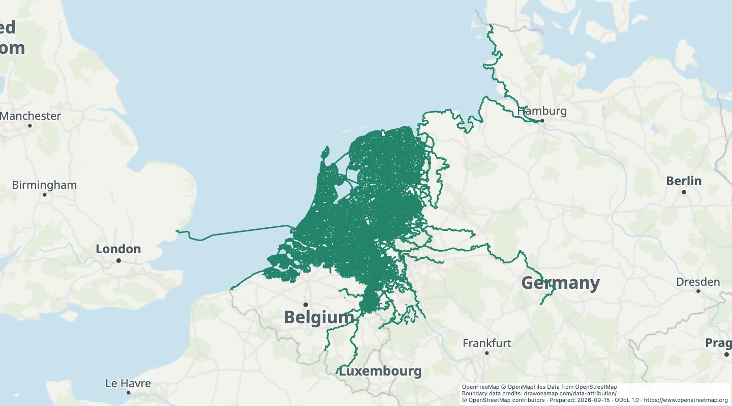 Map preview: Netherlands cycle routes