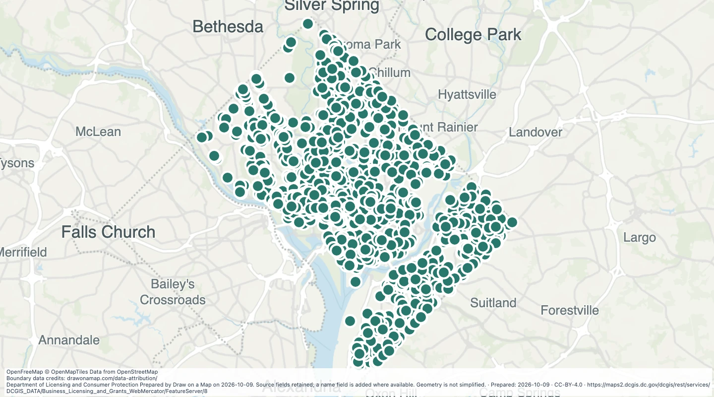 Map preview: Notary public locations in Washington, DC
