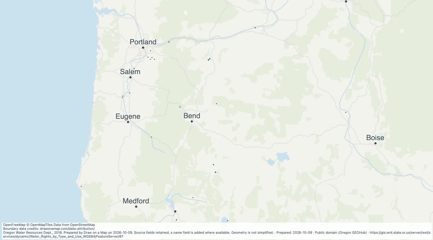 Map preview: Oregon water rights: Places of Use - groundwater, Fish