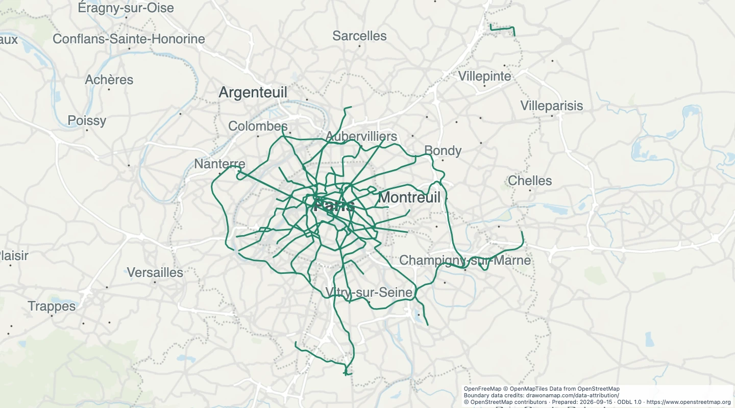 Map preview: Paris Metro lines