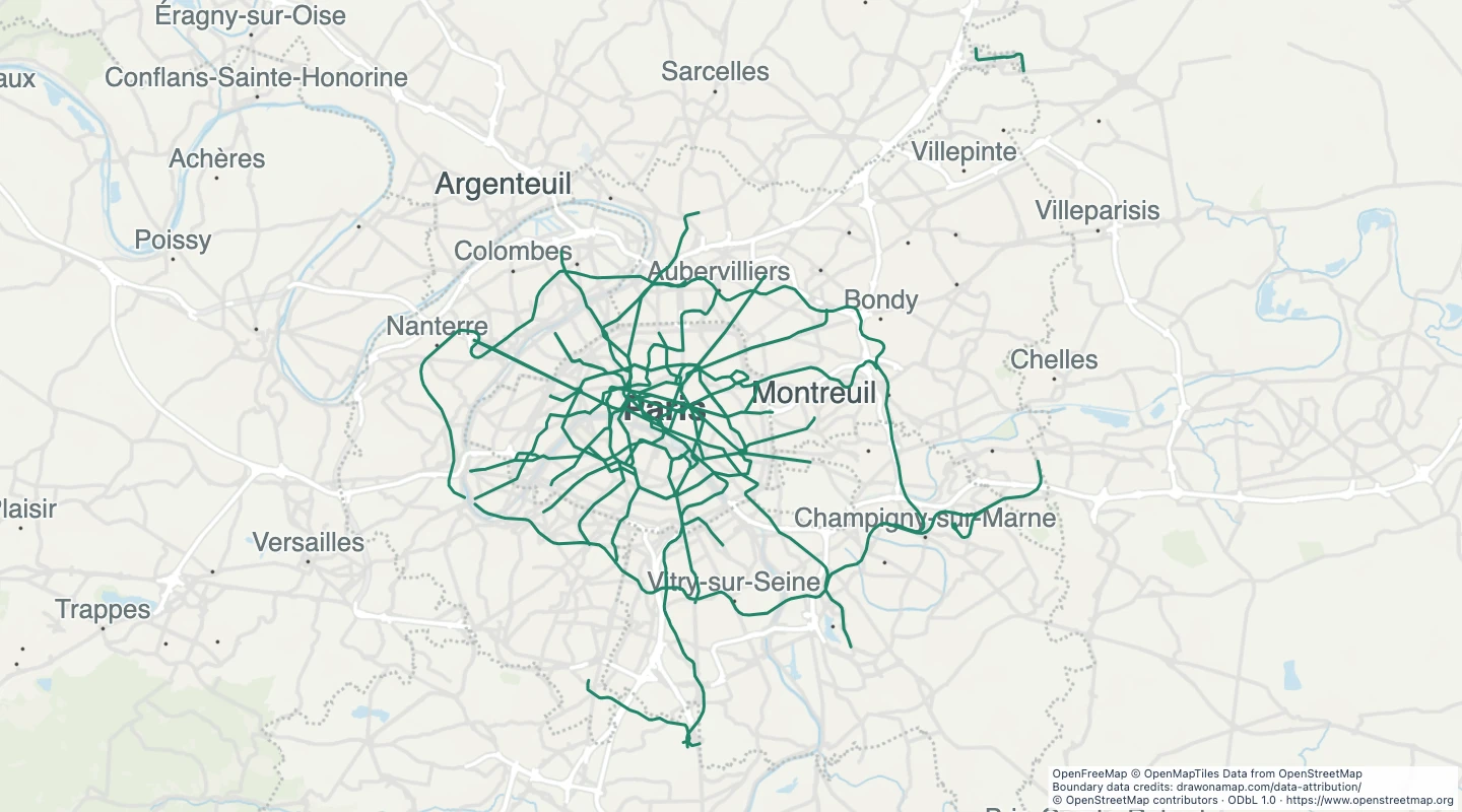 Map preview: Paris Metro lines