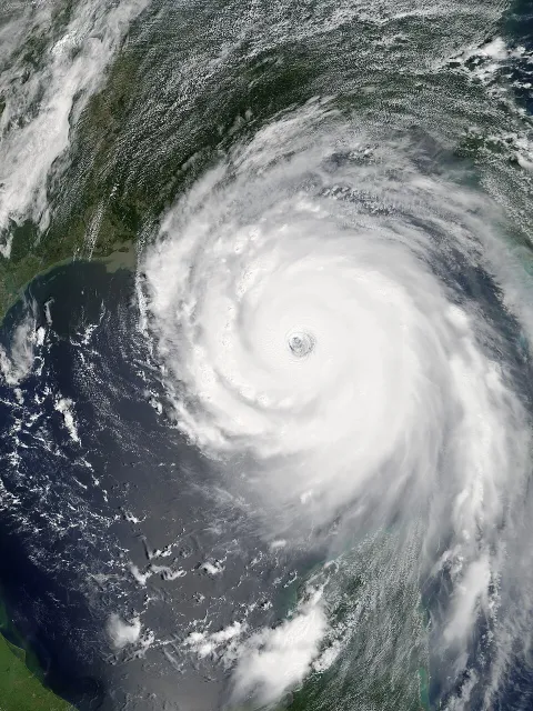 Satellite image of Hurricane Katrina on 28 August 2005.