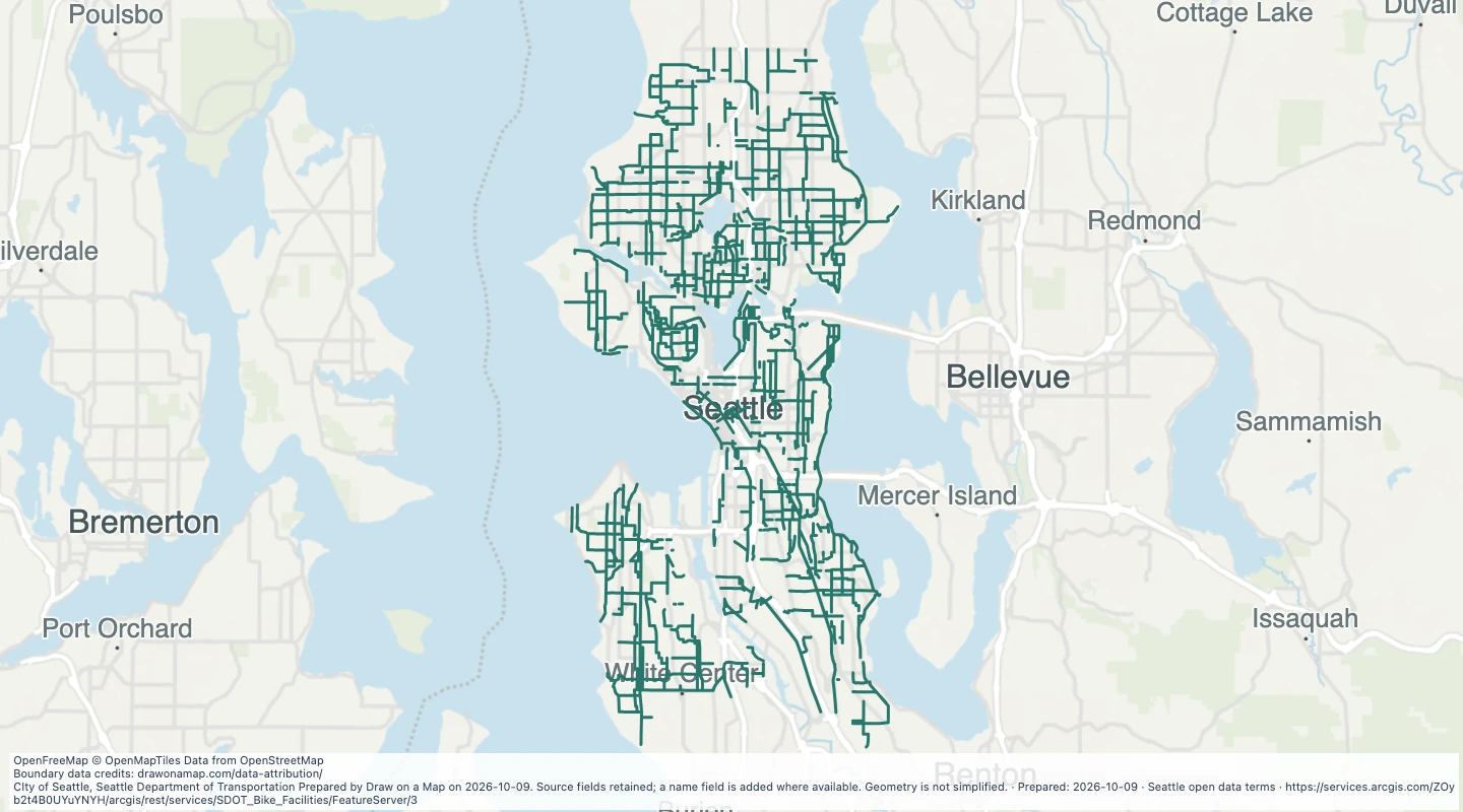 Map preview: Planned Bike Facilities in Seattle