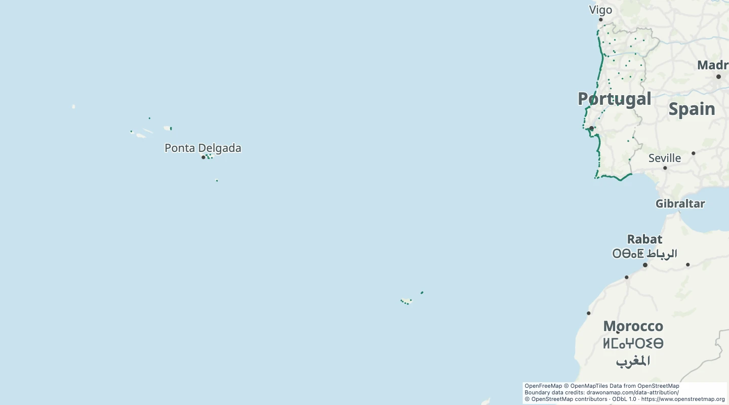 Map preview: Portugal beaches