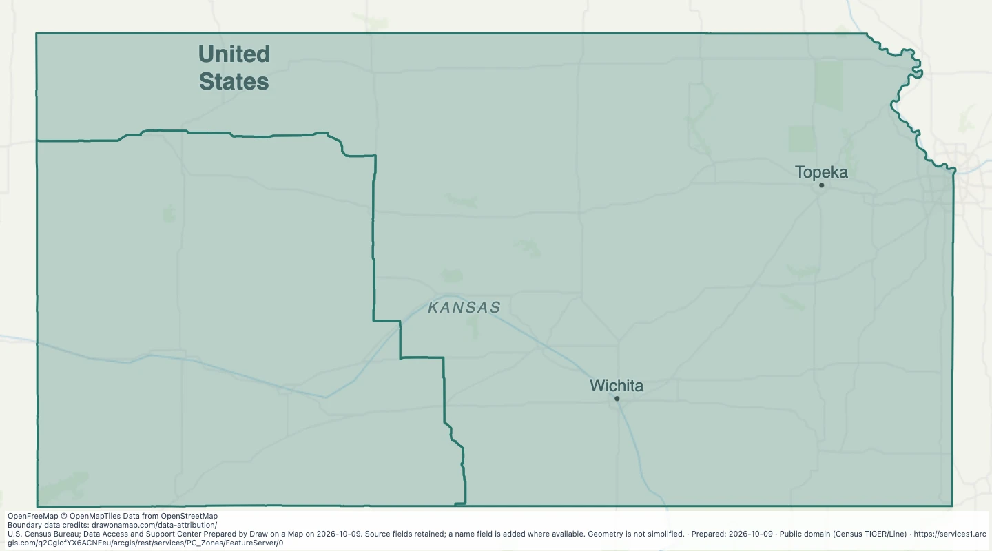 Map preview: Prairie chicken hunting zones in Kansas