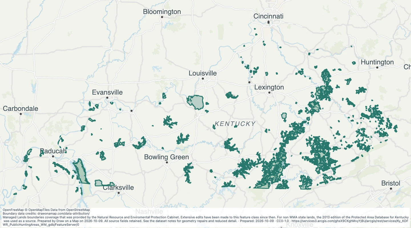 Map preview: Public Hunting Areas in Kentucky