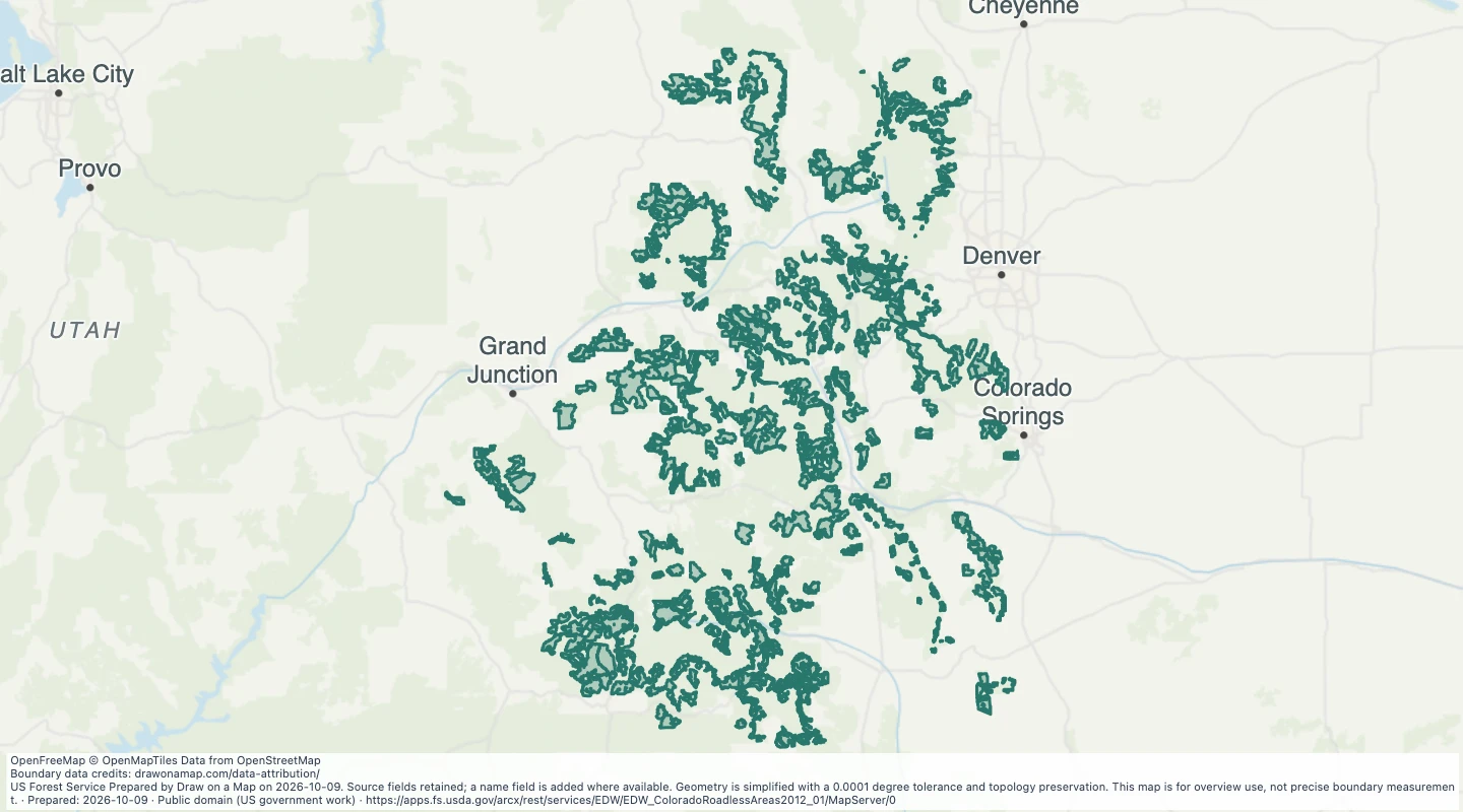 Map preview: Roadless Areas: Colorado Roadless Rule