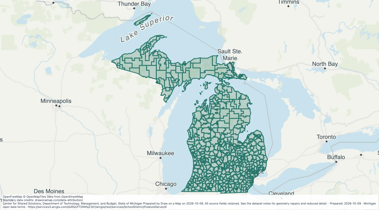 Map preview: School District — Michigan