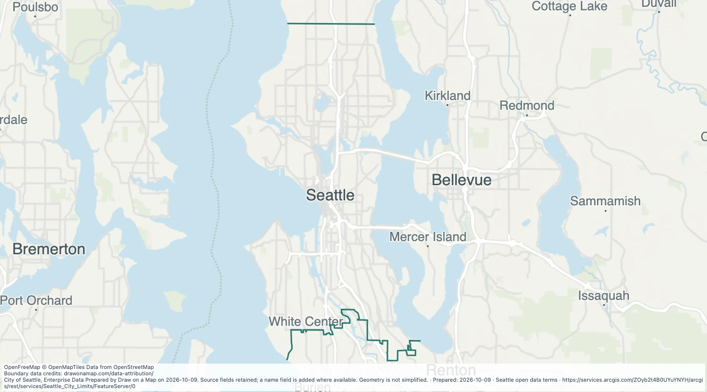Map preview: Seattle City Limits