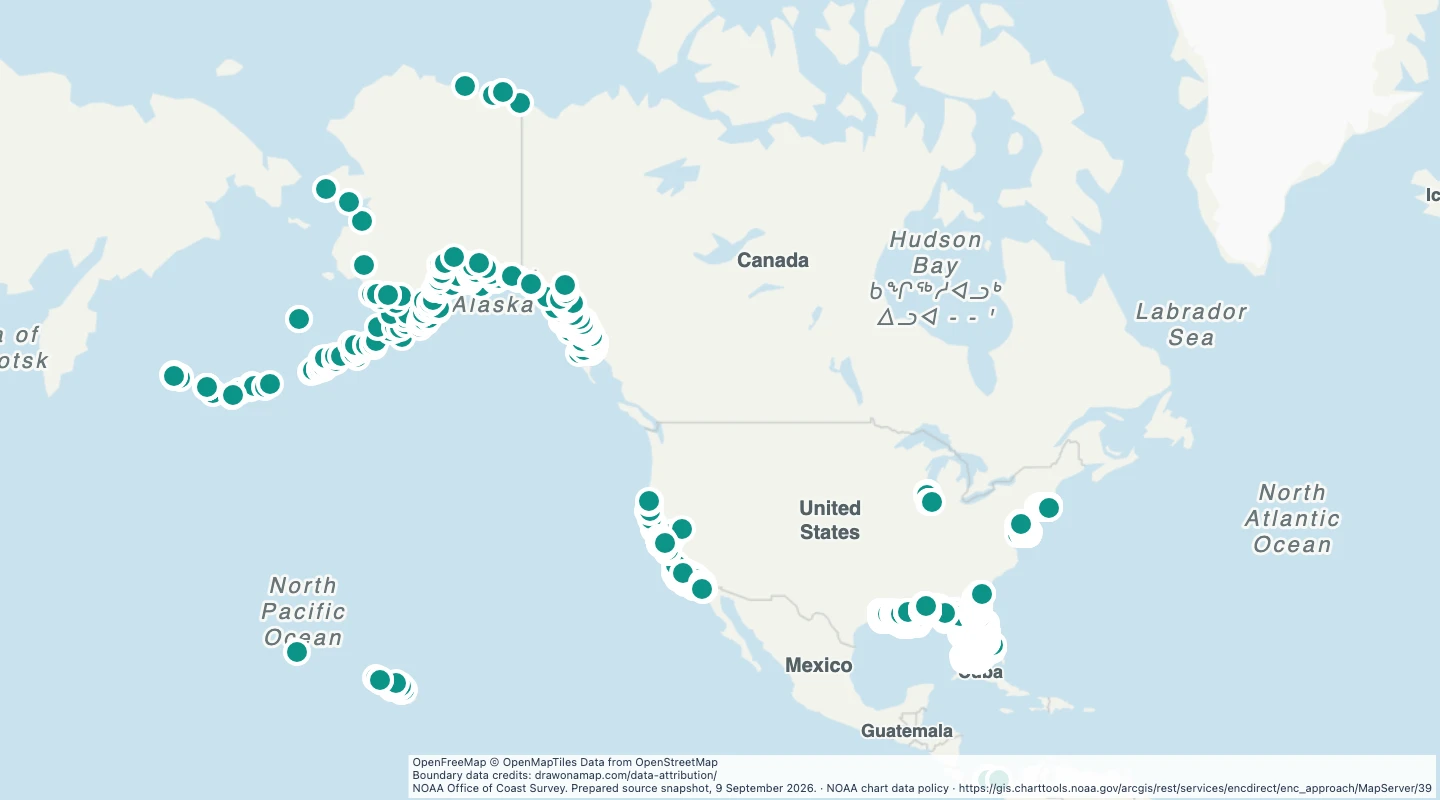 Map preview: Shipwrecks on US approach charts