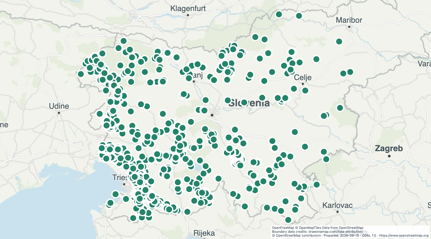 Map preview: Slovenia cave entrances