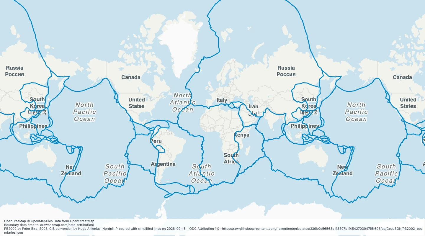 Map preview: Tectonic plate boundaries worldwide