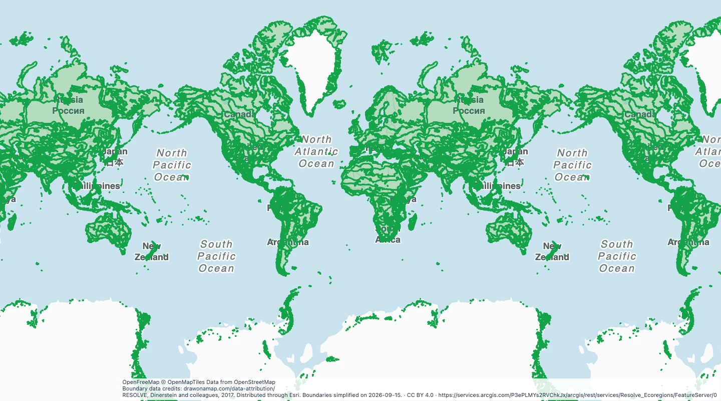 Map preview: Terrestrial ecoregions worldwide