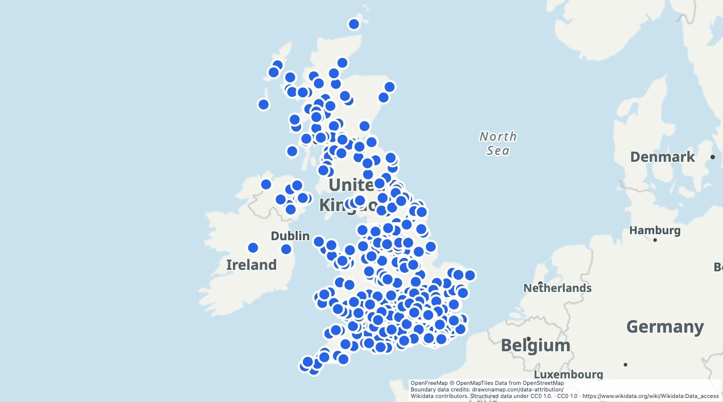 Map preview: UK film and television locations