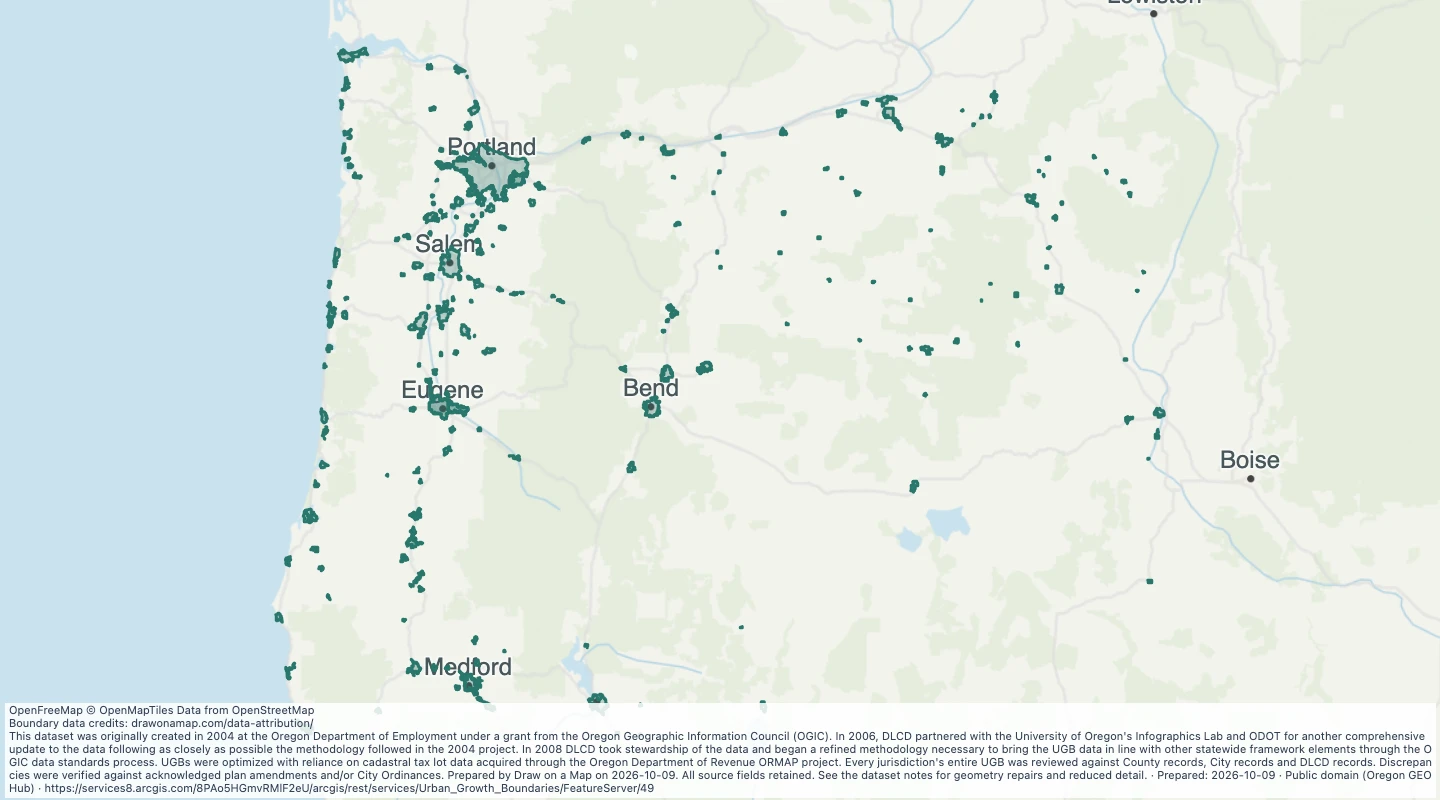 Map preview: Urban Growth Boundaries: OR UGB History — Oregon