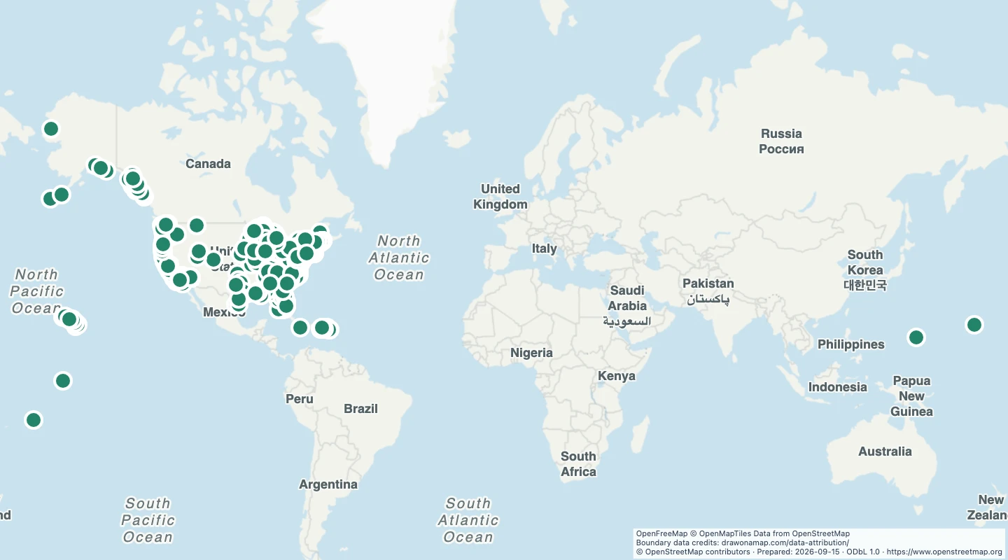 Map preview: US lighthouses