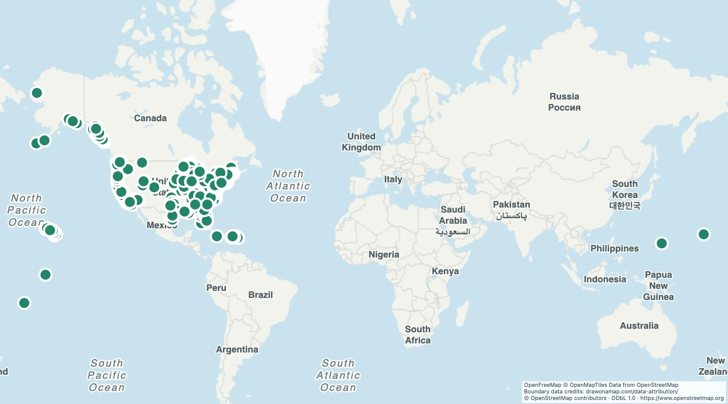 Map preview: US lighthouses