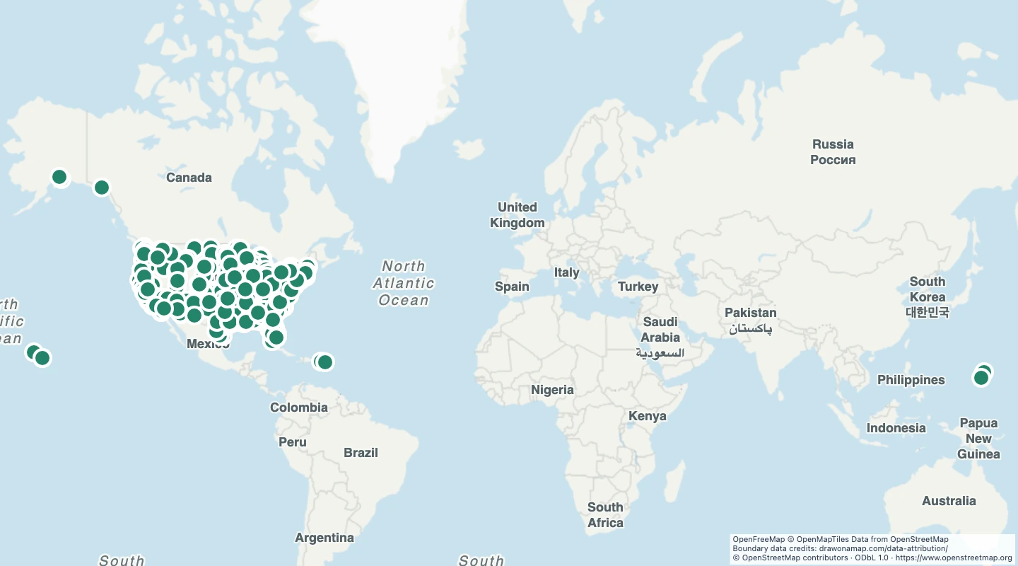 Map preview: US zoos