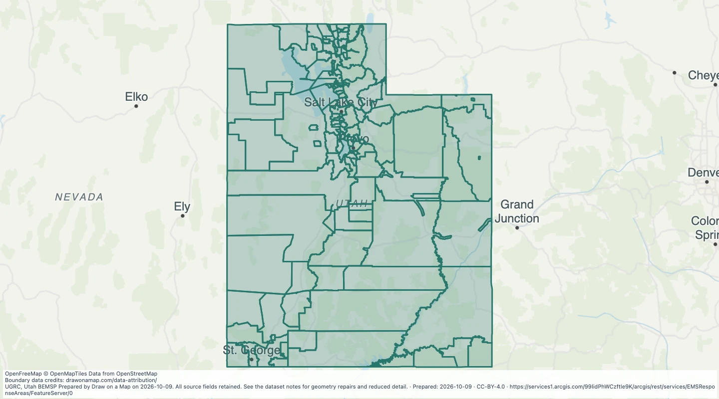 Map preview: Utah EMS Response Areas: EMSResponse Areas