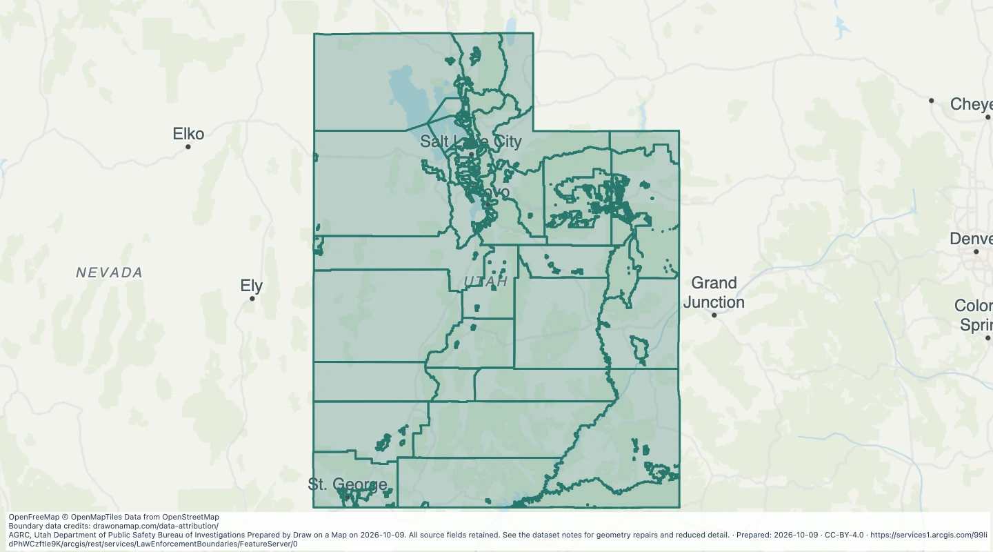 Map preview: Utah Law Enforcement Boundaries