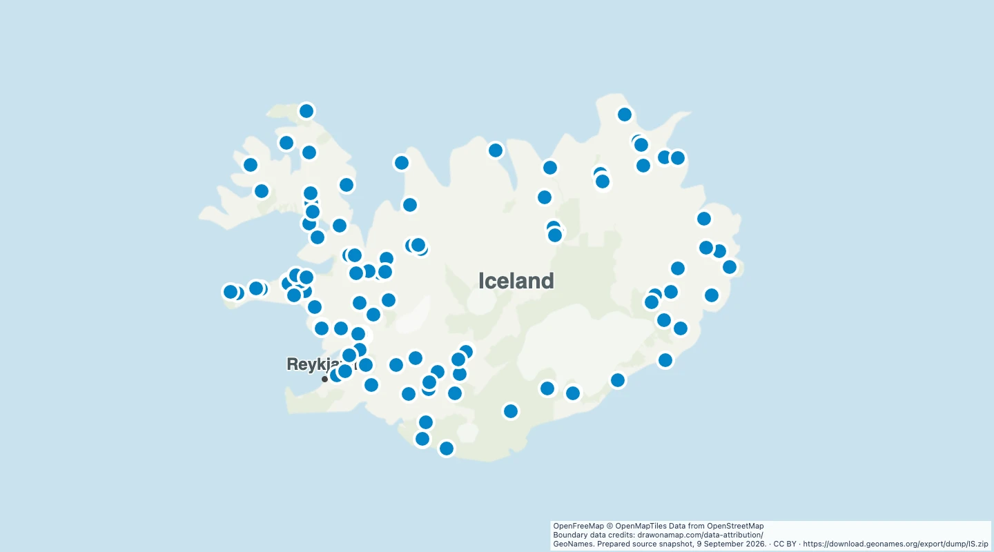 Map preview: Waterfalls in Iceland map