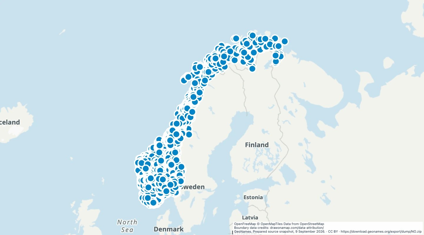Map preview: Waterfalls in Norway map