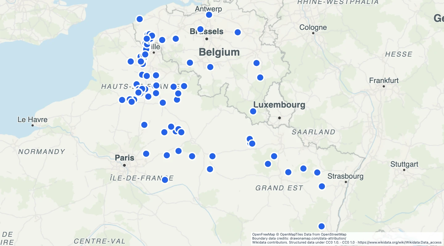Map preview: Western Front First World War battle sites