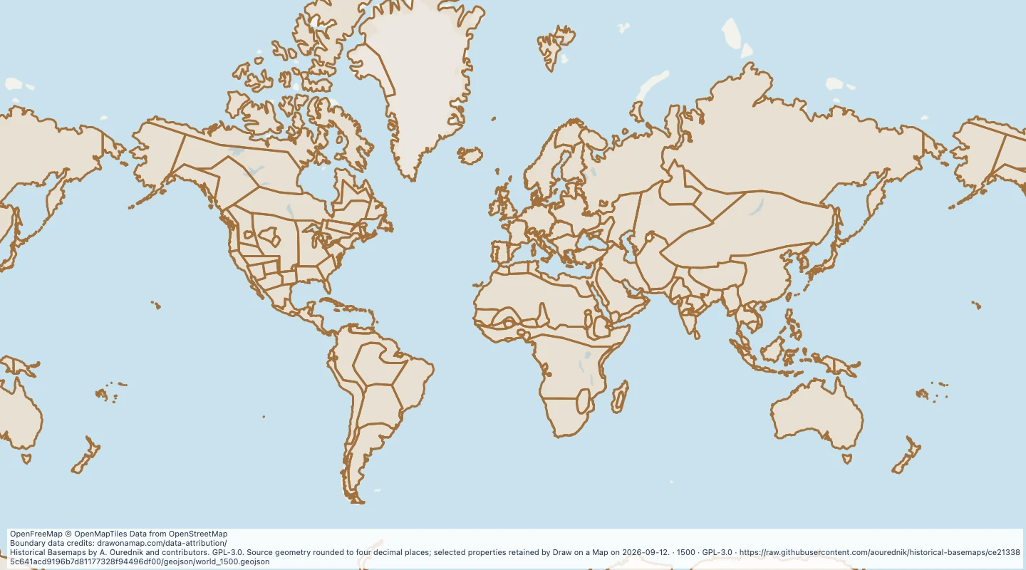 Map preview: World map in 1500