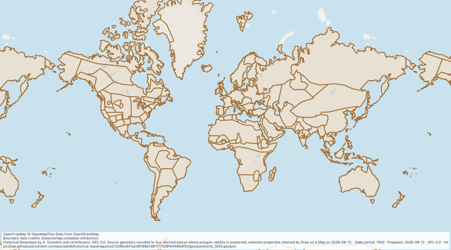 Preview of World map in 1500