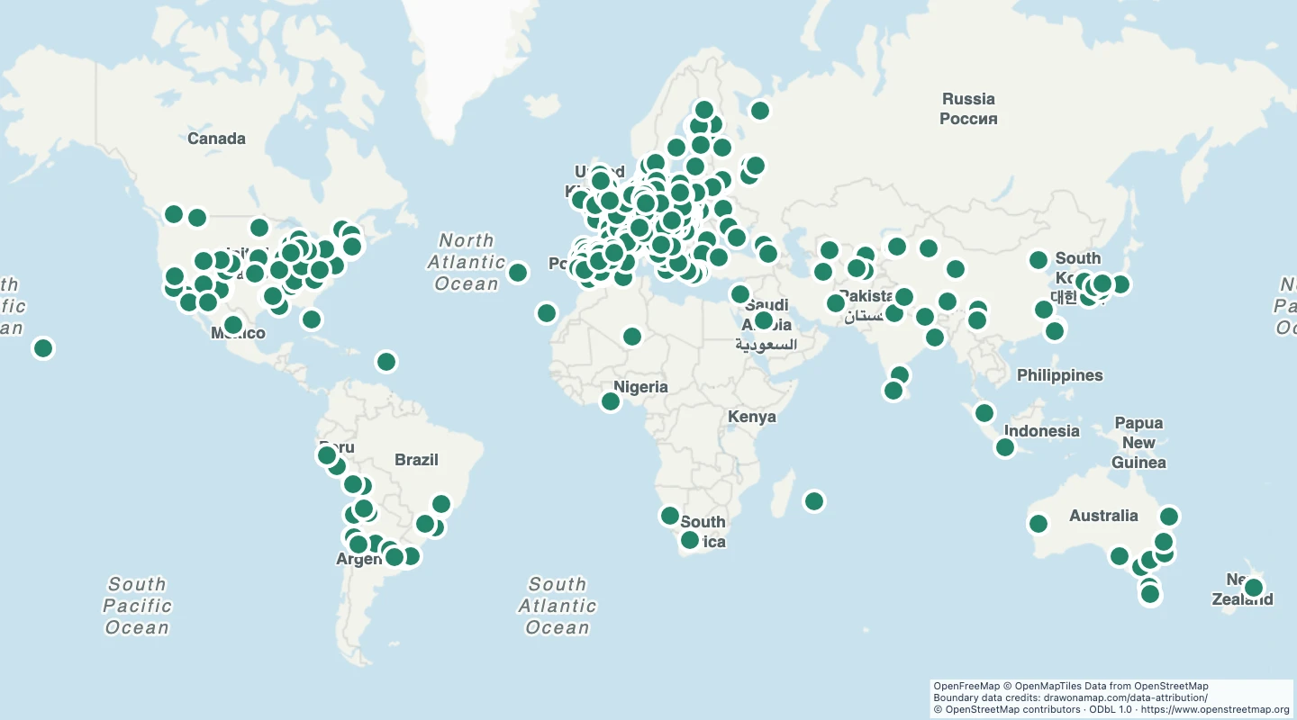 Map preview: World astronomical observatories