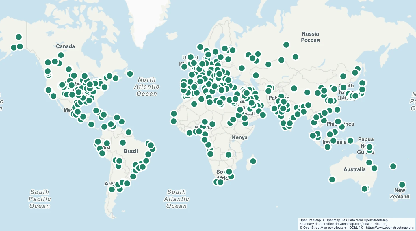 Map preview: World oil refineries